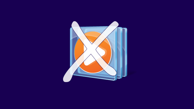 Windows media player logo behind an X.