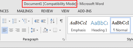 A screenshot showing compatibility mode in Microsoft Word's title bar.