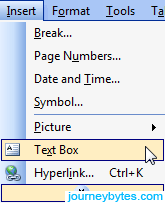 A screenshot of text box menu in Word 2003