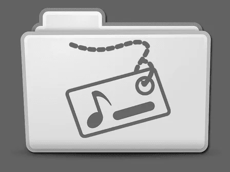 An image of a folder with a music tag imprinted.