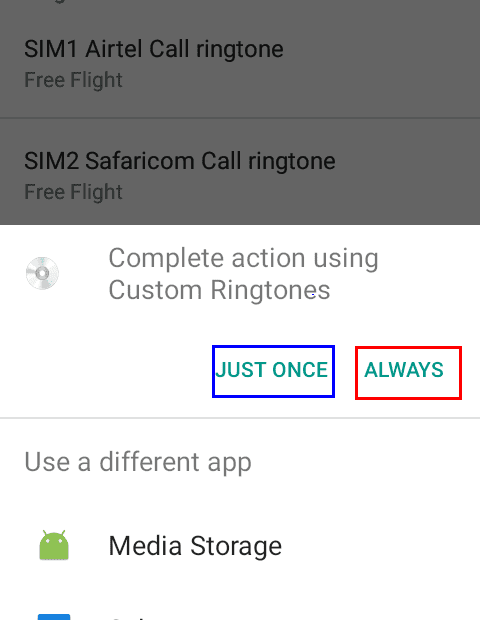 A screenshot showing the ringtone picker in Anroid 6.0