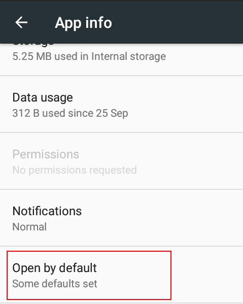 A screenshot showing default sets for the media storage app