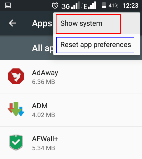 A screenshot showing app options in Android 6.0 settings