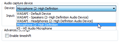 A screenshot showing audio capture options inside PotPlayer preferences