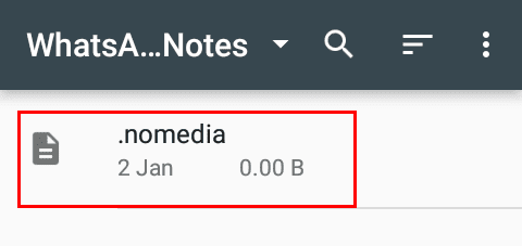 A screenshot showing a nomedia file in an Android file manager.