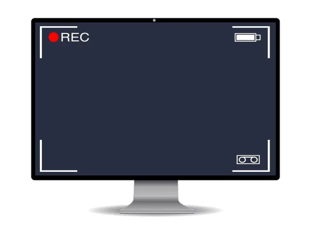 An image of a monitor with a record button.