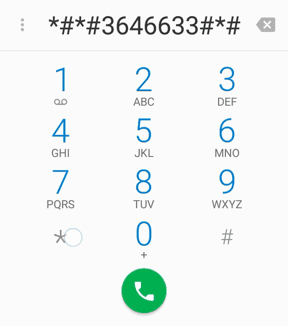 A screenshot showing a phone dialler with the engineer mode short code.