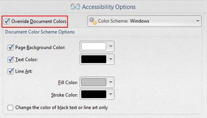 A screenshot showing PDF-Xchange accessibility options.