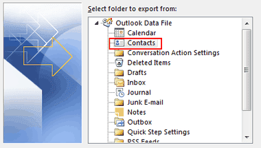 export from contacts folder