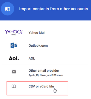 import from csv or vcard