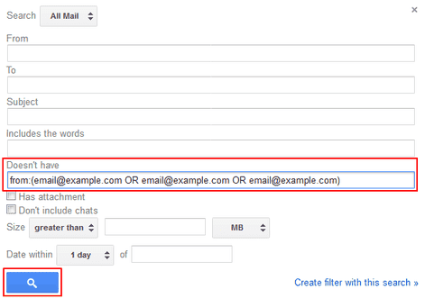 A screenshot showing a search term filter in Gmail  Filters and blocked addresses tab.