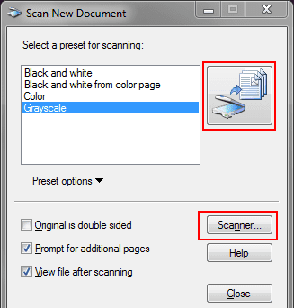 A screenshot showing the document scanner window in Microsoft Office Document Imaging