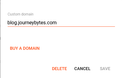 A screenshot of the custom domain box inside Blogger settings.