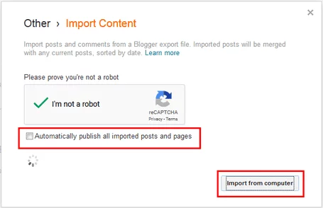 import blogger content