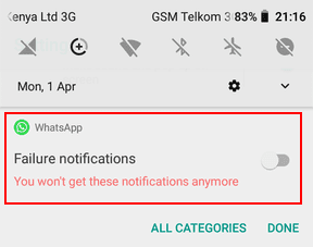 disable in notification panel