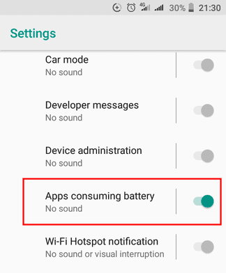 apps consuming battery category