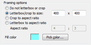 A screenshot of the frame options in VirtualDub.
