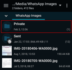 whatsapp private folder
