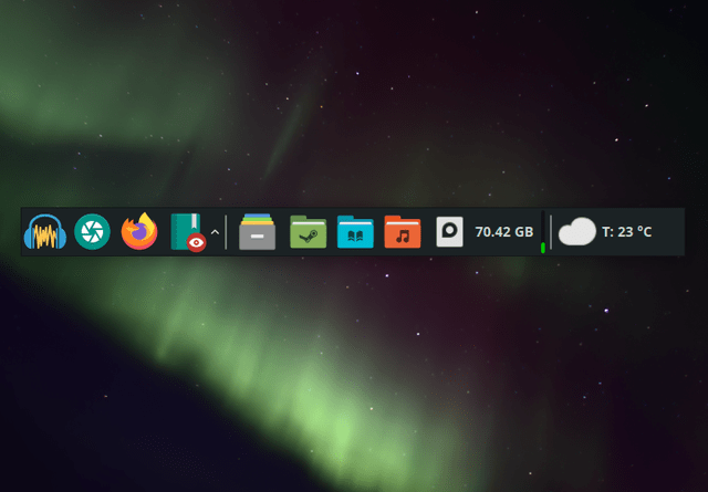 A screenshot showing an xfce dock panel in Mx Linux.