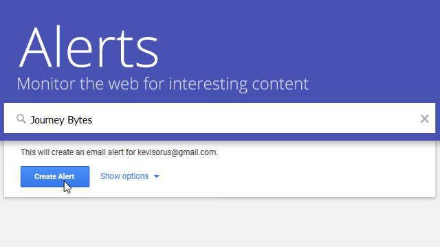 A screenshot showing Google Alerts search bar