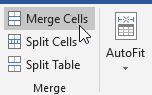 A screenshot showing Merge Cells option