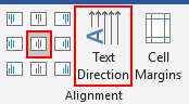 A screenshot showing the Text Direction option in Word