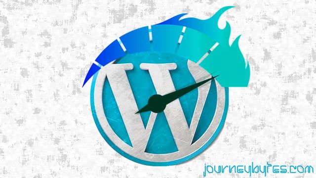 A logo of WordPress behind a speedometer