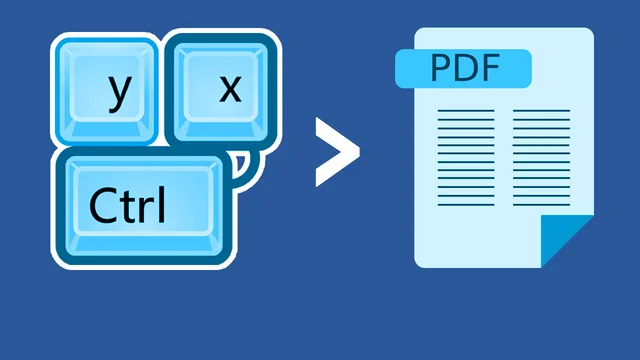 An illustration showing keyboard buttons and a PDF icon.