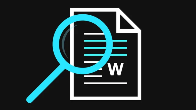 An image showing a Microsoft Word icon overlaid with a magnifying glass.
