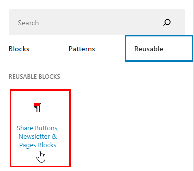 An image showing a saved reusable block.
