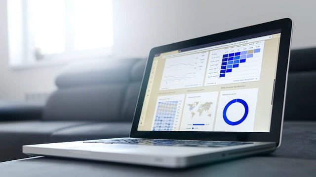 Picture of a laptop displaying a data analytics page.
