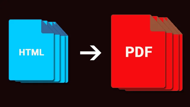 Illustration of HTML files converted to PDF files.