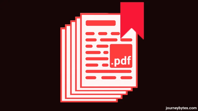 Illustration of PDF file icons overlaid by a bookmark icon.