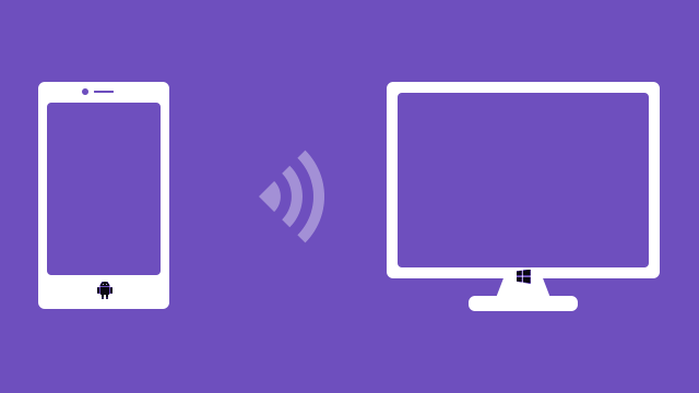 Illustration of an Android wi-Fi hotspot being shared to a Windows PC.
