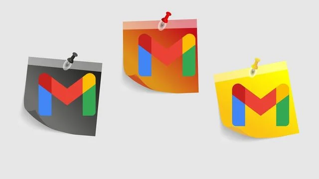 Image of pinned sticky notes with Gmail's logo