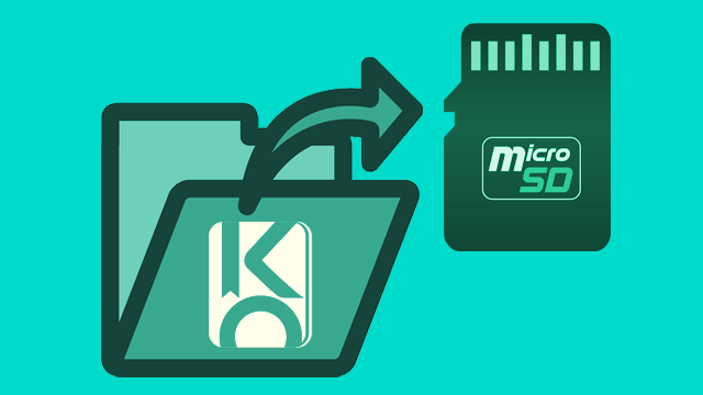 Illustration of a folder with the KOReader logo opening an SD card.