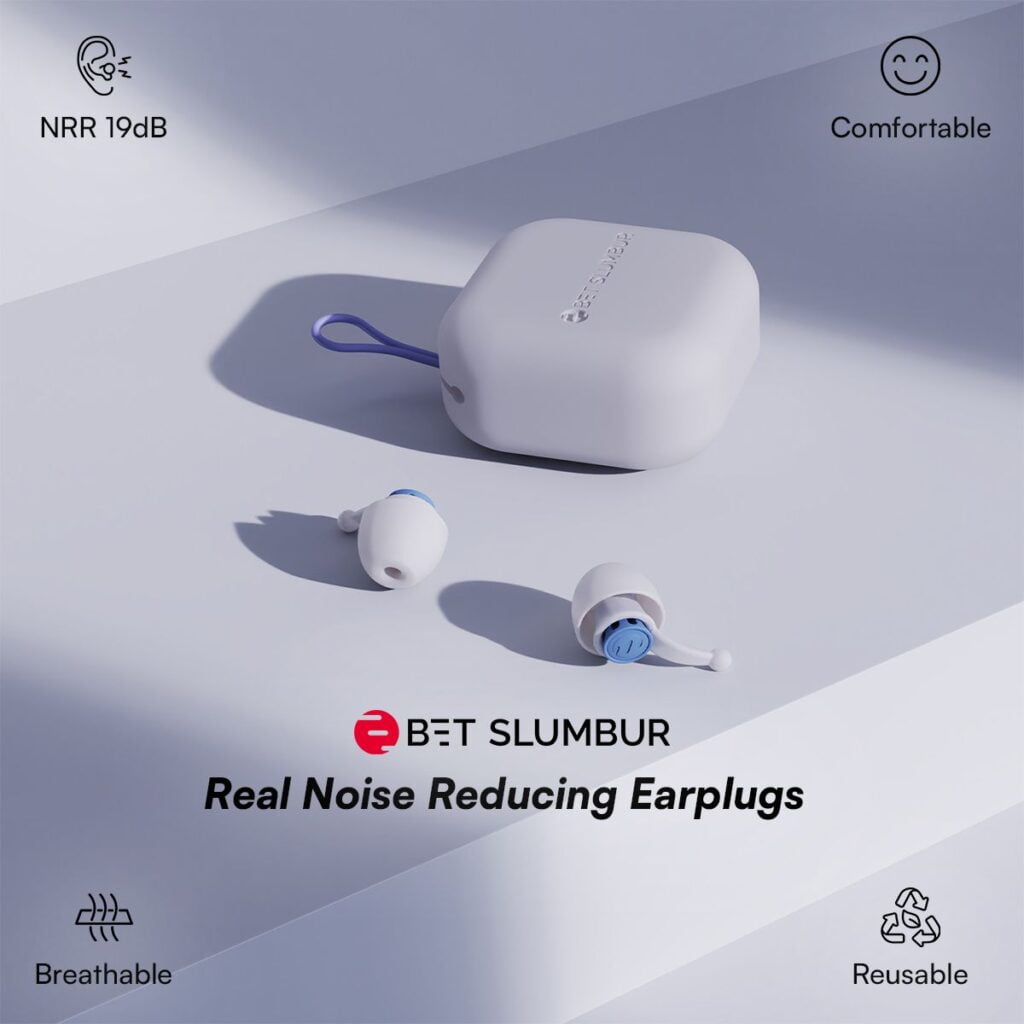 Image of the BET Slumbur earplugs and its main features.